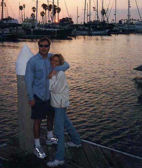 Joe & Wendy on the docks during sunset at Long Beach harbor