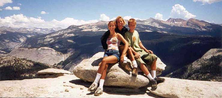 Lani, Wendy & Jahmar, top of Half Dome, 8842-foot elevation, Yosemite National Park
