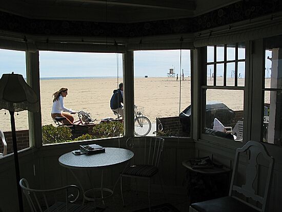 View from inside Eric's house, at the strand, Balboa Peninsula, Newport Beach, California