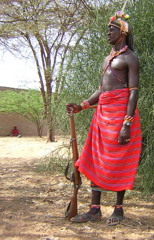 Upcountry warrior with rifle:northern Kenya
