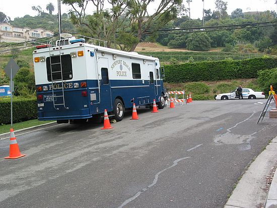 Police checkpoint, Bluebird Canyon Drive & Oriole Drive, Laguna Beach, California