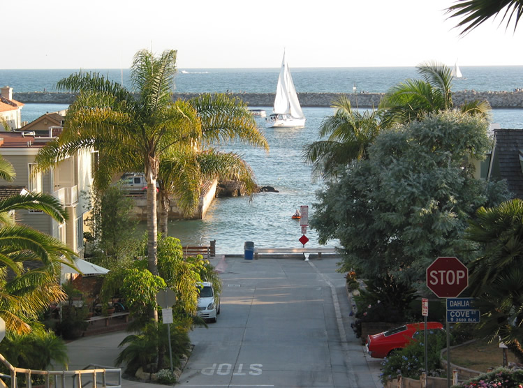 Sailboat Viewed from China Cove in Corona del Mar, Newport Beach, California