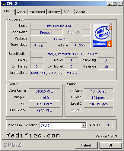 CPU-Z for Dell 8400 desktop PC