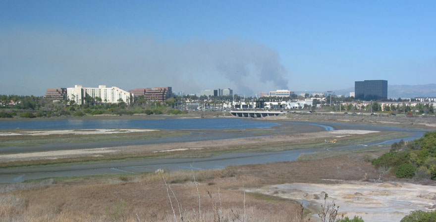 Smoke from fire in nearby Anaheim Hills