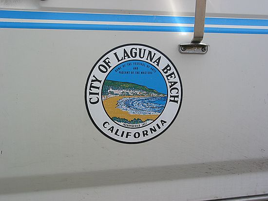 City logo on side panel of city truck, Heisler Park, Laguna Beach, Orange County, California
