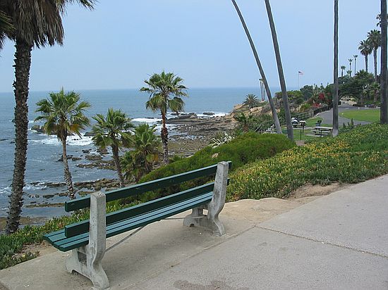 Park bench, Heisler Park, Laguna Beach, Orange County, California