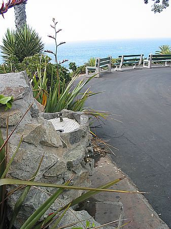 Water fountain & 3 benches, Heisler Park, Laguna Beach, Orange County, California