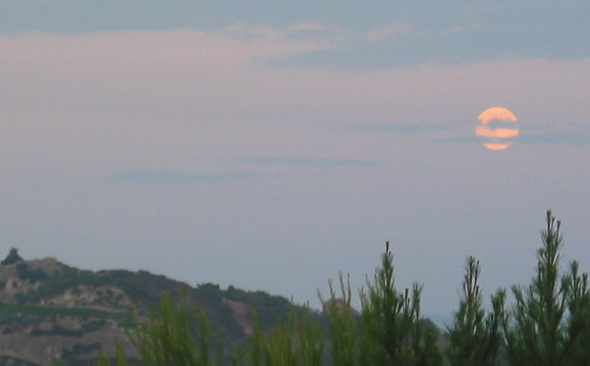 Cloudy Moonrise over Palomar Mtns (Cropped more closely) - August 2012