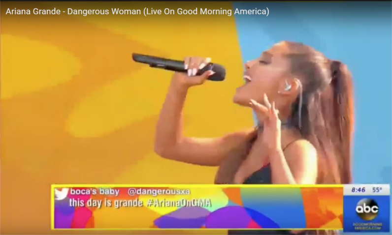 Ariana sings live on Good Morning America in Central Park, NYC