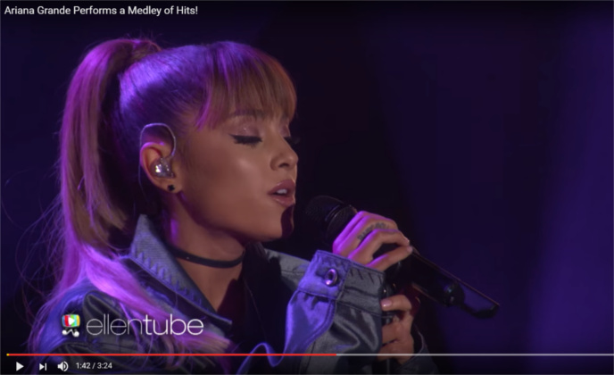 Ariana sings on Ellen Sept 14, 2016