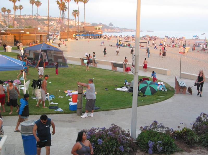 People-watching at the Beach at Big Corona in Corona del Mar, Newport Beach, California