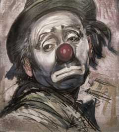 Sad clown, experiencing June Gloom