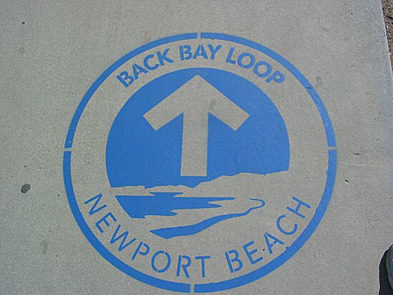 Newport Back Bay Loop Logo (stencil painted on bike path trail): Newport Beach, California