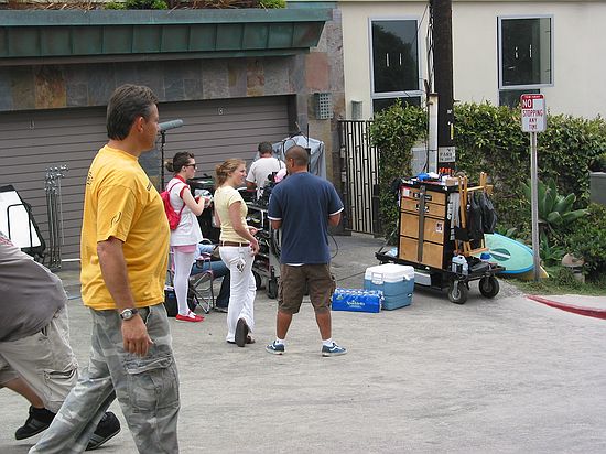 Film crew & extras, Thalia street, Laguna Beach